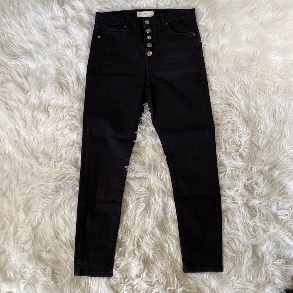Topshop • Exposed Button Black Jaime Jeans - Picture 2 of 10